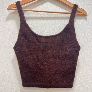 Naadam Cashmere Cropped Tank Top Brown Ribbed Knit Medium Quiet Luxury Capsule